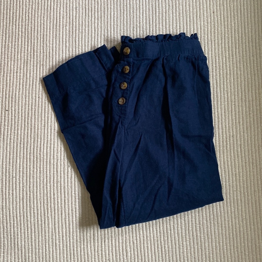 LOFT High Rise Straight Blue Linen blend trousers